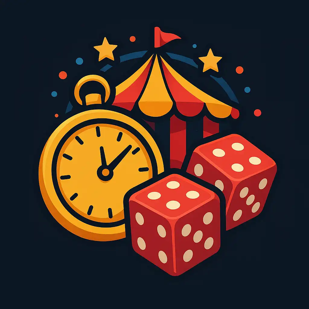 Crazy Time slot icon with spinning gold clock and dice