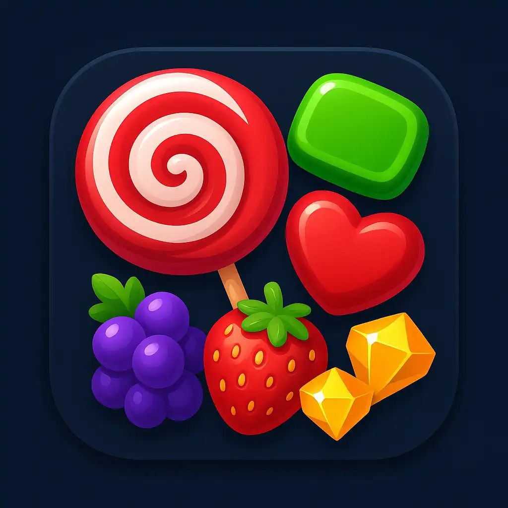 Sweet Bonanza slot icon with candy and fruit gems